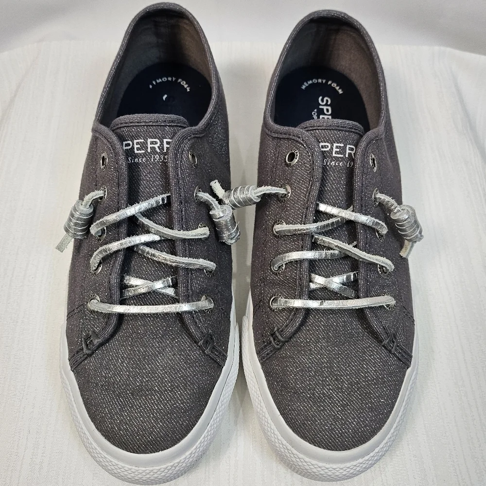 Sperry Top Sider Sky Sail Metallic Gray Sneakers